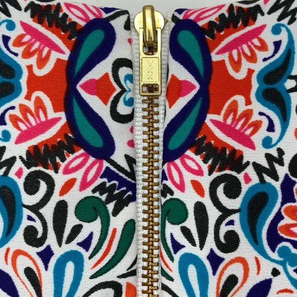 Cynthia Rowley Multicolored Vibrant Geometric Floral Short Sleeve Dress Size 10 - Picture 8 of 16